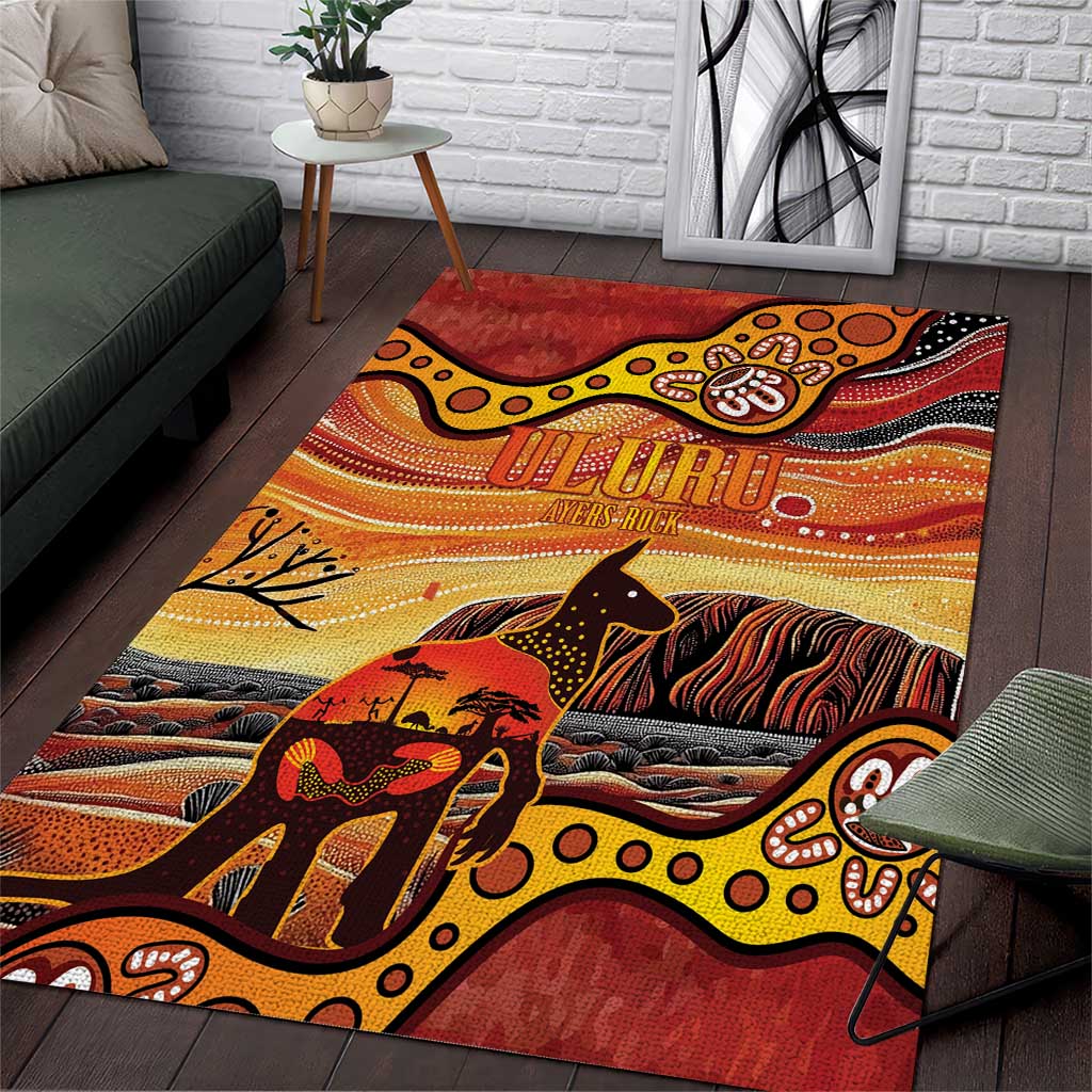 Northern Territory Uluru Area Rug Ayers Rock Kangaroo Aboriginal Art