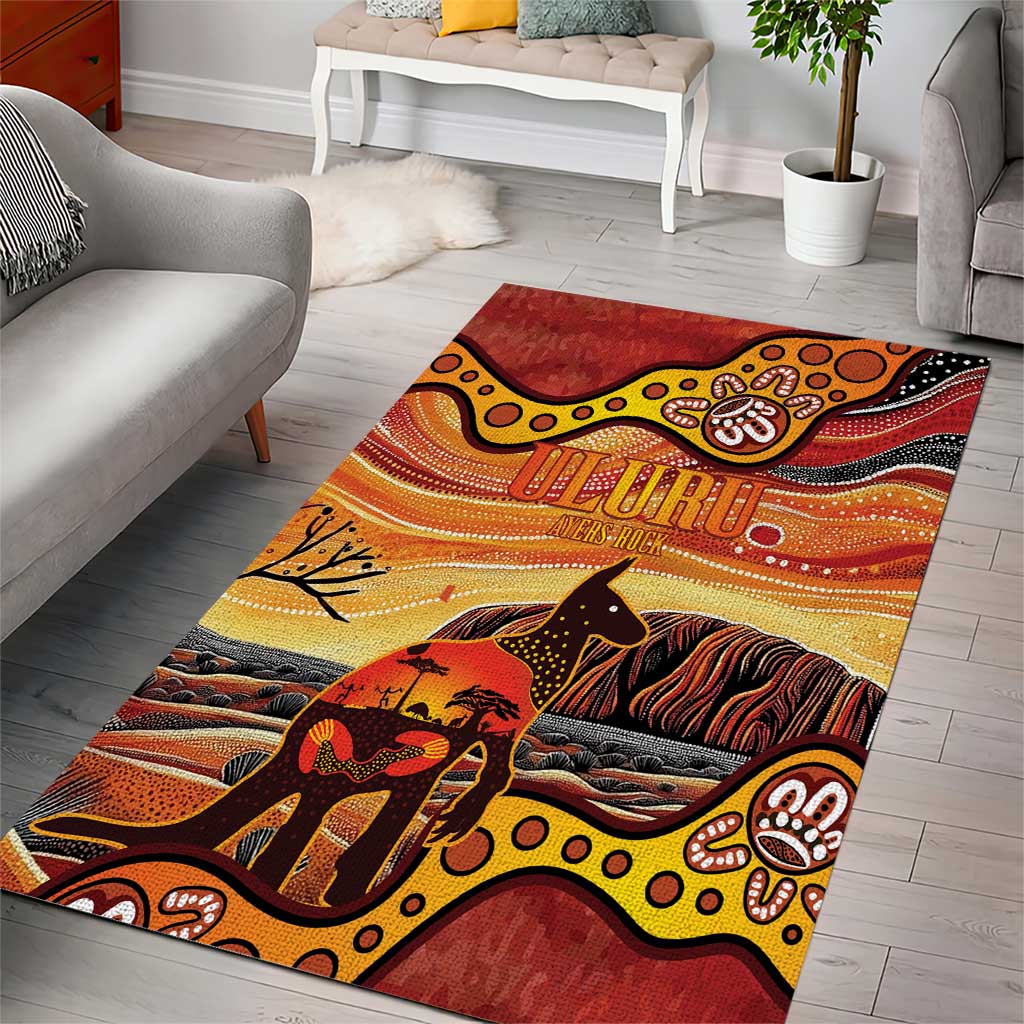 Northern Territory Uluru Area Rug Ayers Rock Kangaroo Aboriginal Art