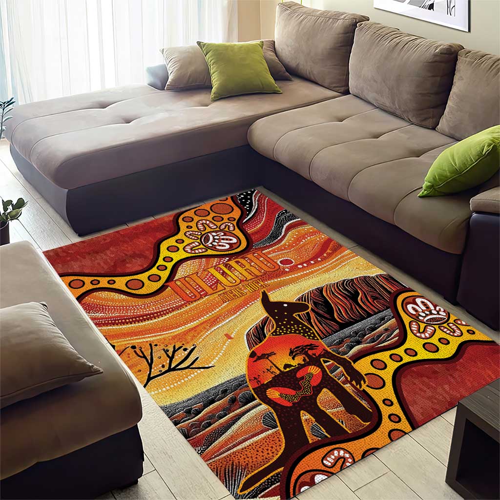 Northern Territory Uluru Area Rug Ayers Rock Kangaroo Aboriginal Art