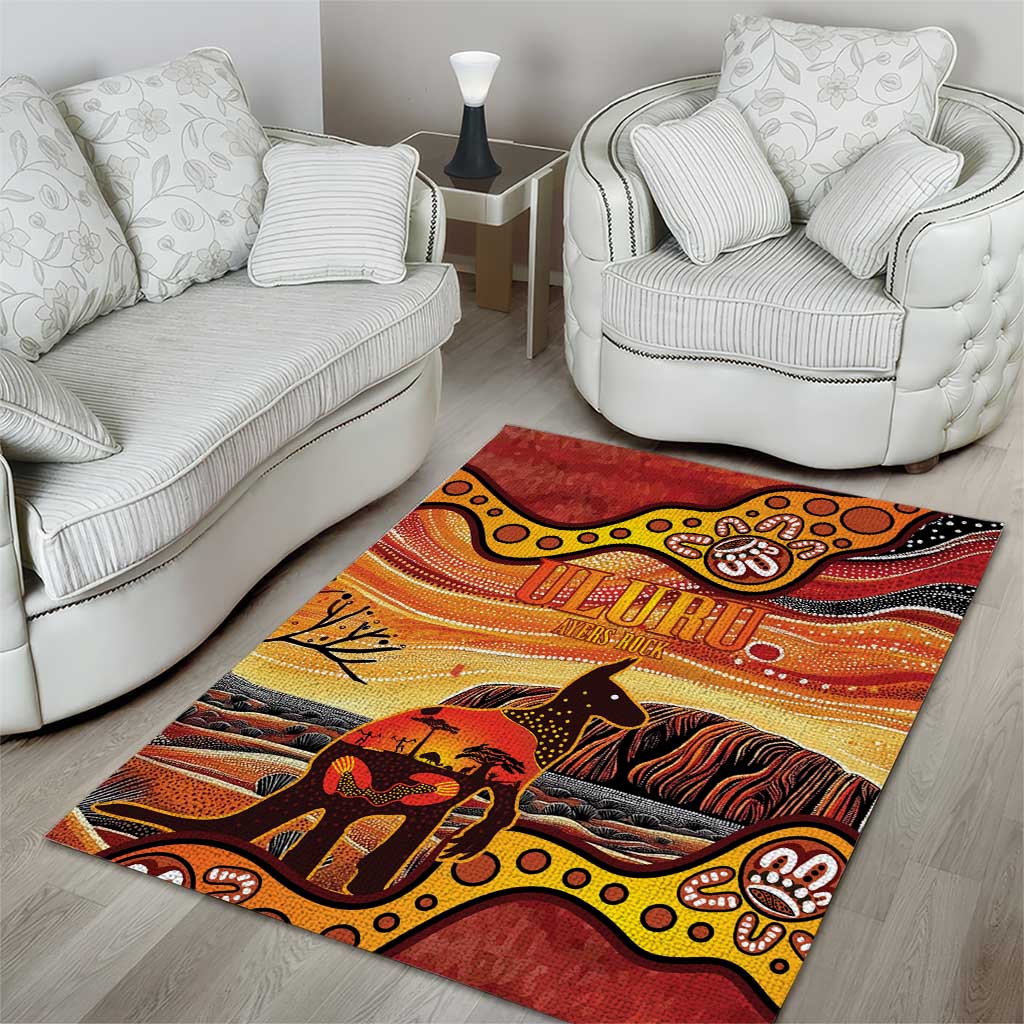 Northern Territory Uluru Area Rug Ayers Rock Kangaroo Aboriginal Art