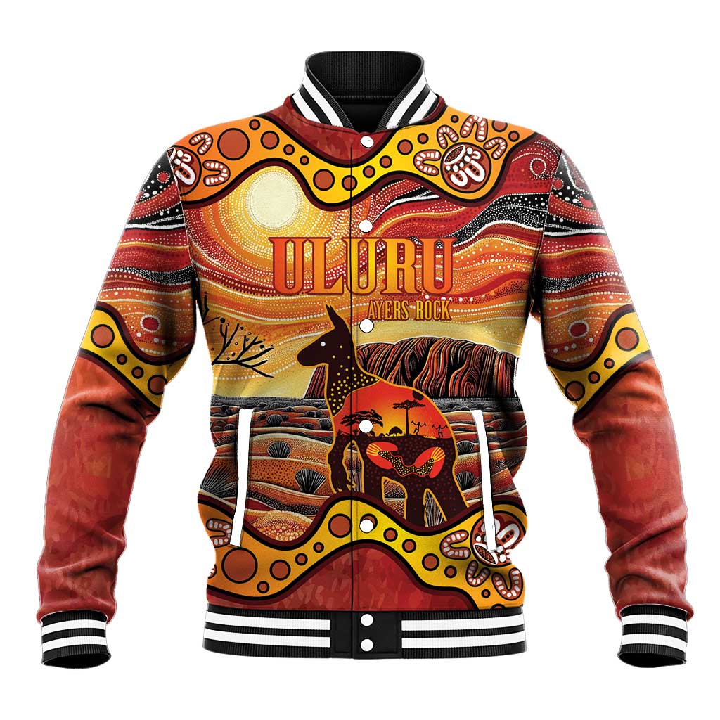 Northern Territory Uluru Baseball Jacket Ayers Rock Kangaroo Aboriginal Art