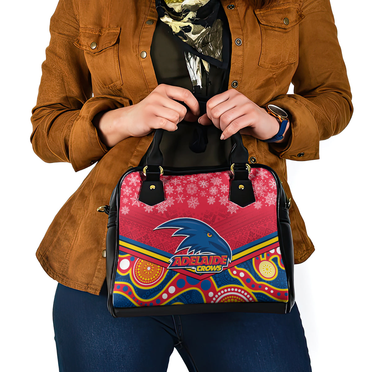 custom-adelaide-crows-football-christmas-shoulder-handbag-merry-xmas-2023-mix-aboriginal-art