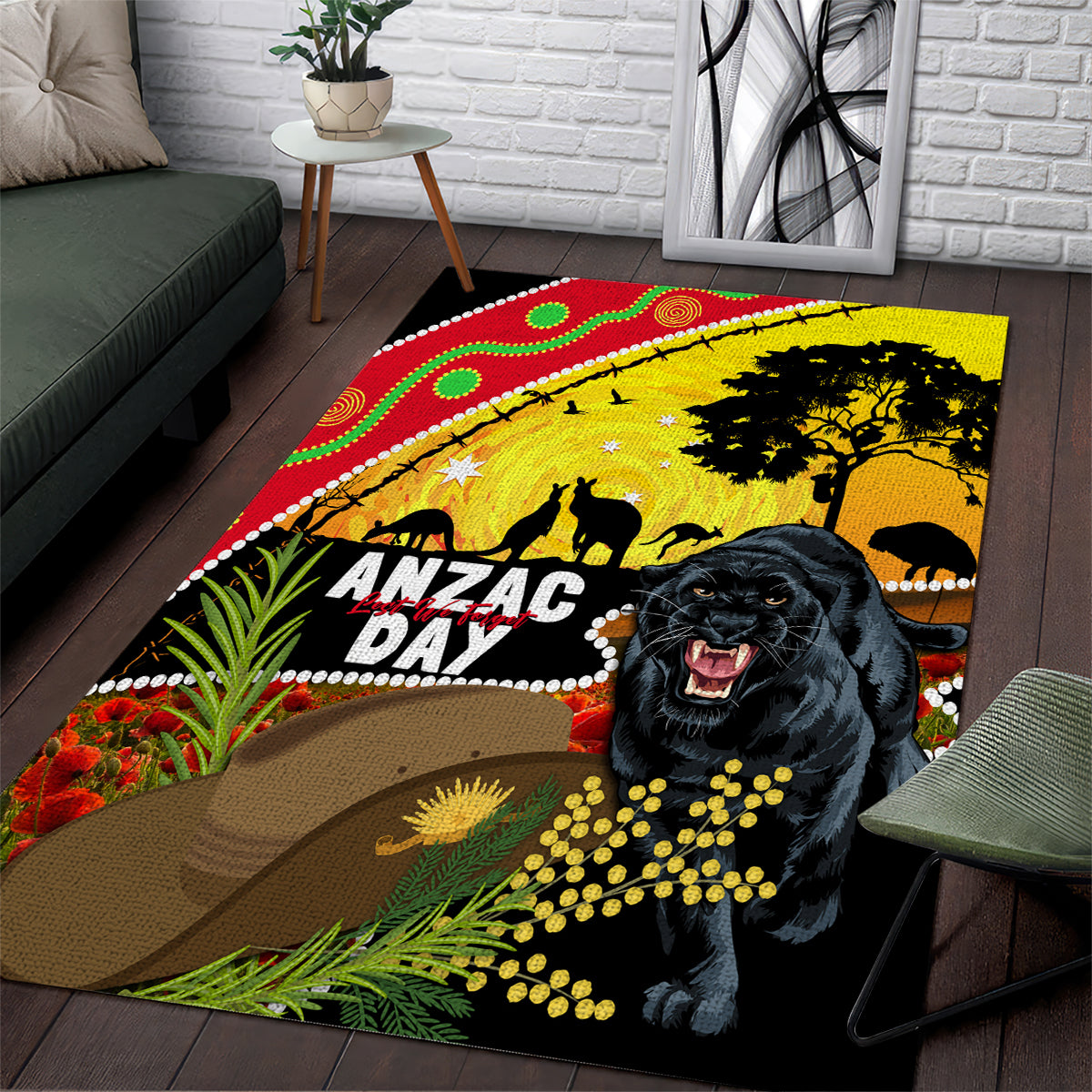 Panthers ANZAC Day Area Rug Pennies Mascot Rosemary Starring Night Style