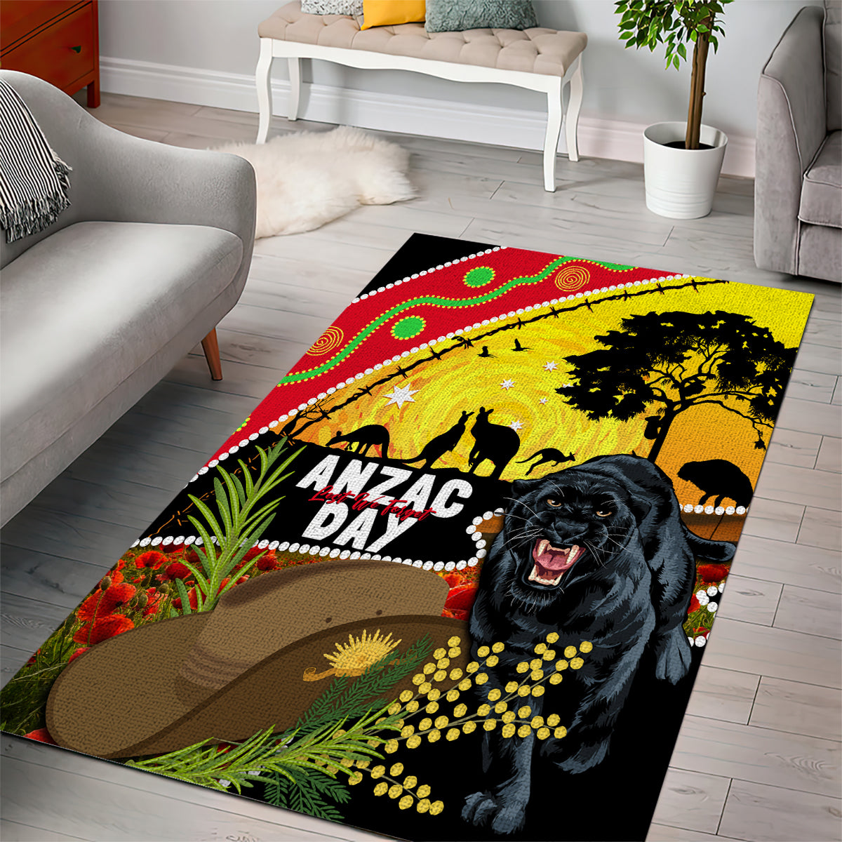 Panthers ANZAC Day Area Rug Pennies Mascot Rosemary Starring Night Style