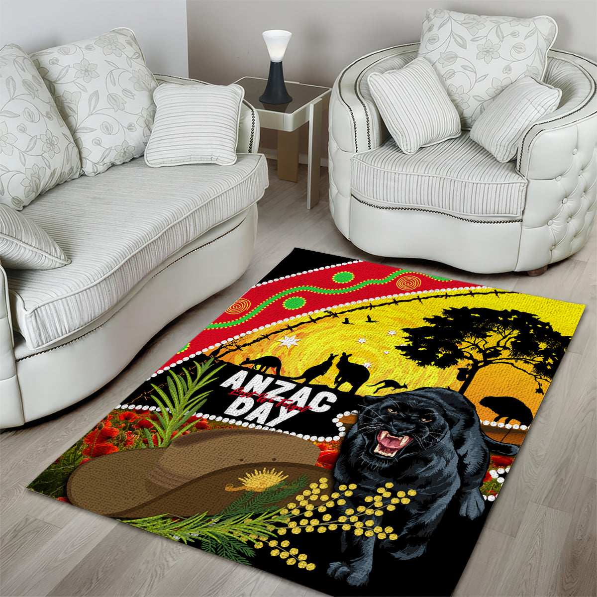 Panthers ANZAC Day Area Rug Pennies Mascot Rosemary Starring Night Style