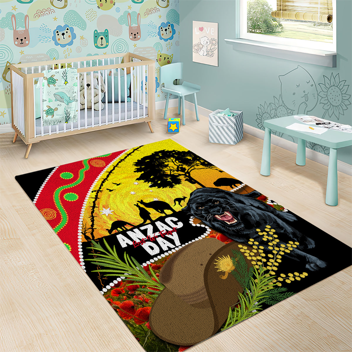 Panthers ANZAC Day Area Rug Pennies Mascot Rosemary Starring Night Style