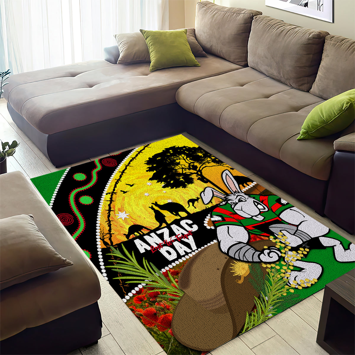 Rabbitohs ANZAC Day Area Rug Souths Mascot Rosemary Starring Night Style