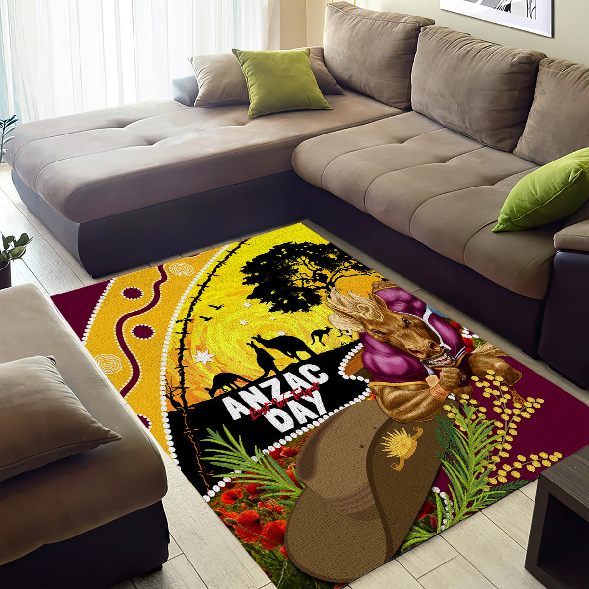 Broncos ANZAC Day Area Rug Mascot Rosemary Starring Night Style