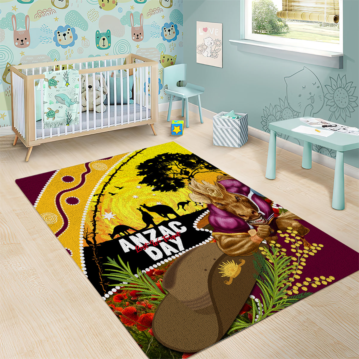 Broncos ANZAC Day Area Rug Mascot Rosemary Starring Night Style