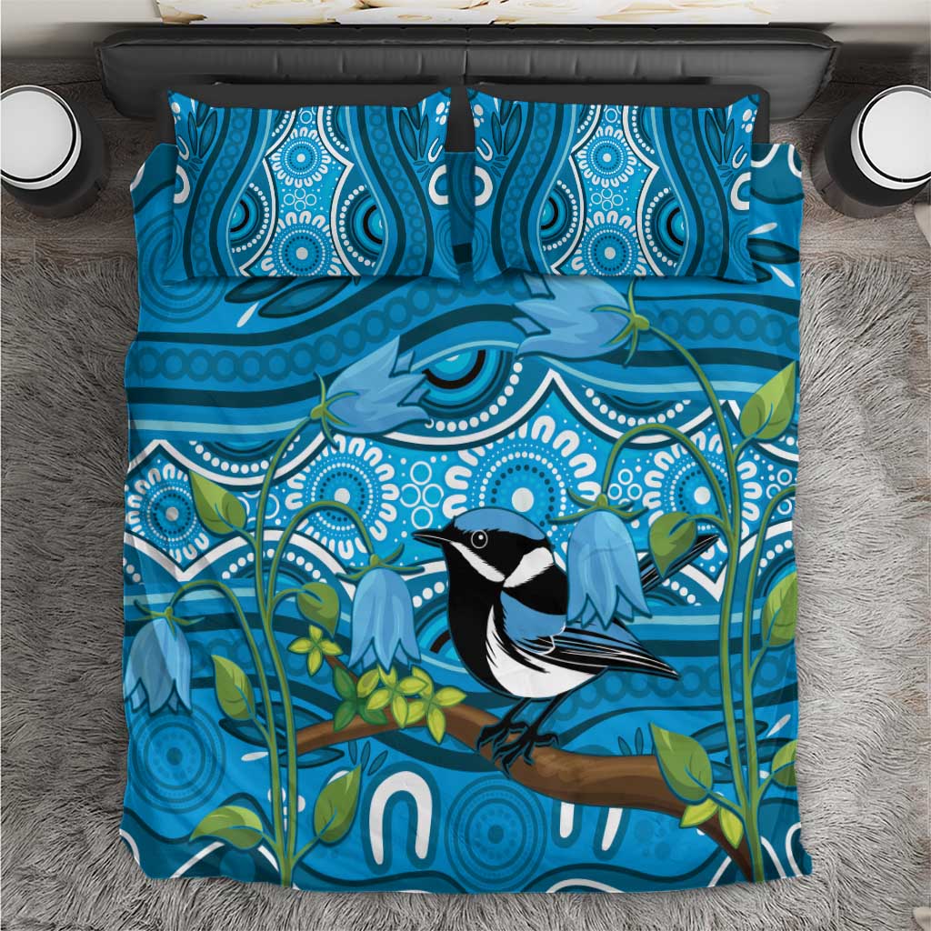 Australia Bluebell Creeper With Superb Blue Wren Bedding Set Aboriginal Art