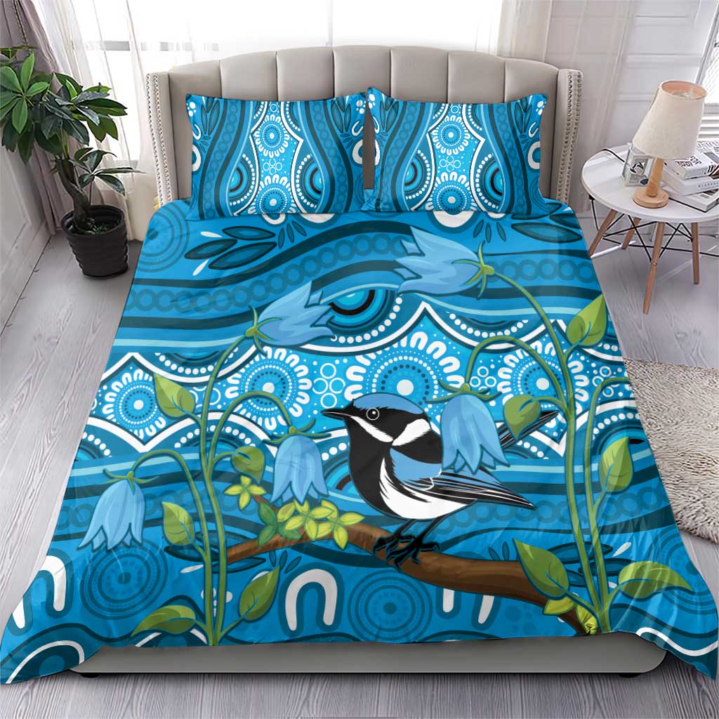 Australia Bluebell Creeper With Superb Blue Wren Bedding Set Aboriginal Art