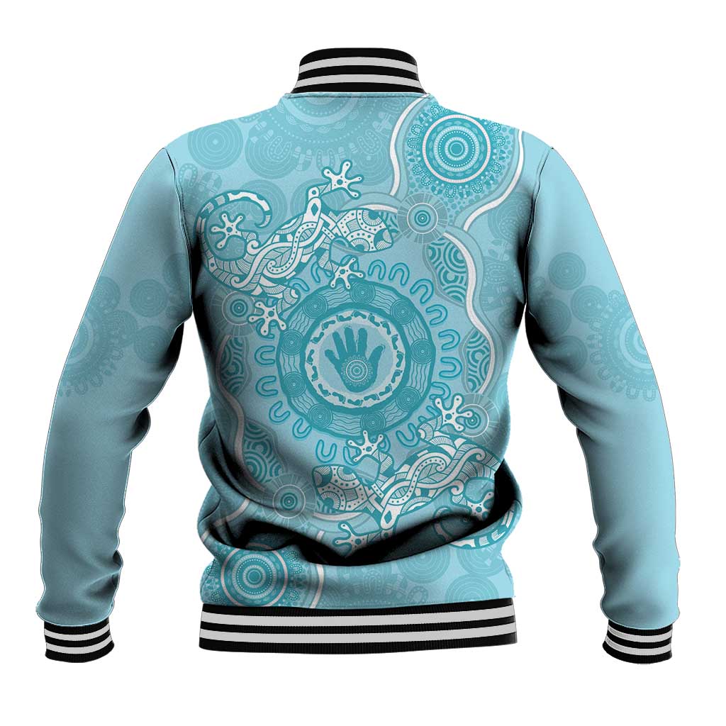 Blue Australia Lizard With Aboriginal Art Baseball Jacket