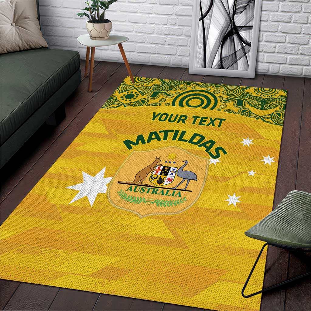 Custom Australia Matildas Area Rug National Color Indigenous Art