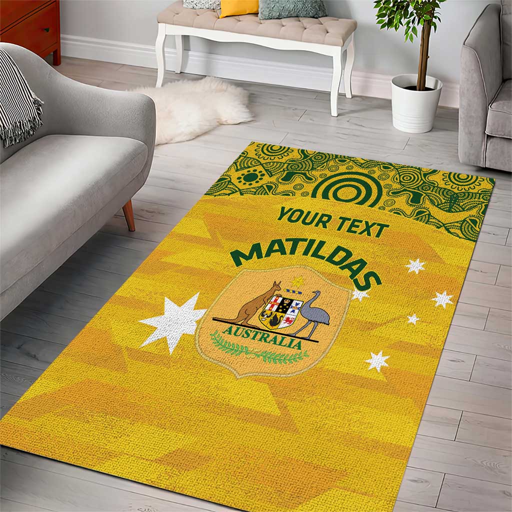 Custom Australia Matildas Area Rug National Color Indigenous Art