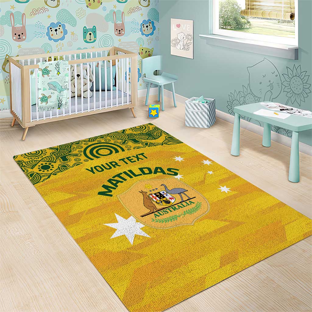 Custom Australia Matildas Area Rug National Color Indigenous Art