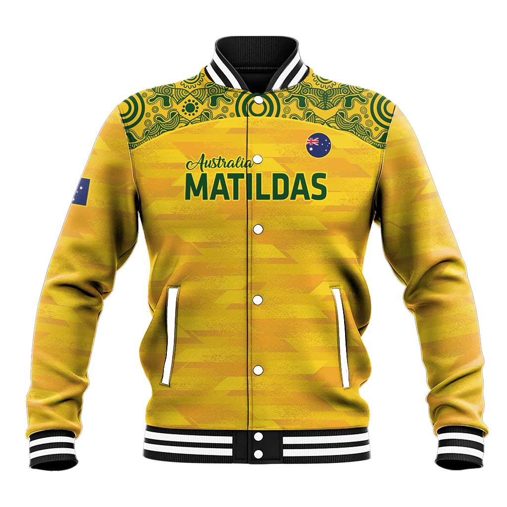 Custom Australia Matildas Baseball Jacket National Color Indigenous Art