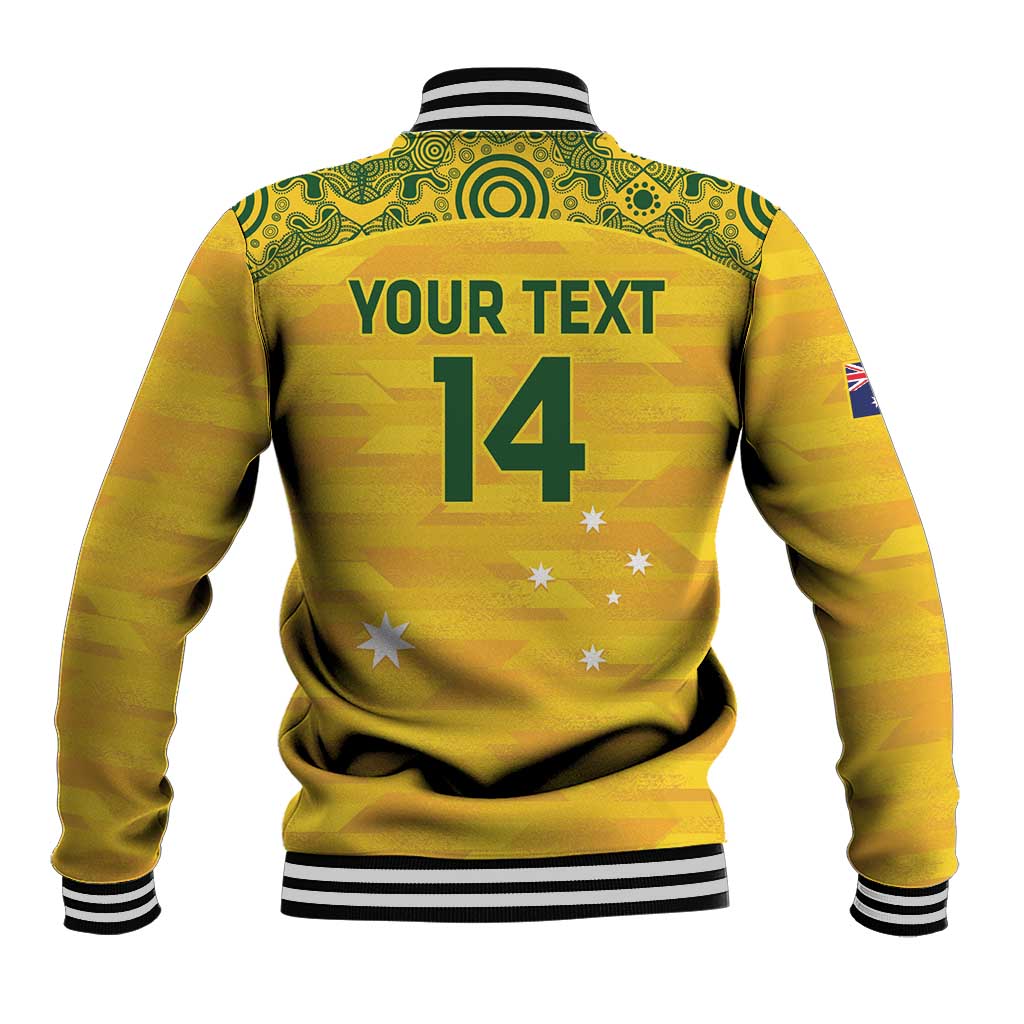 Custom Australia Matildas Baseball Jacket National Color Indigenous Art