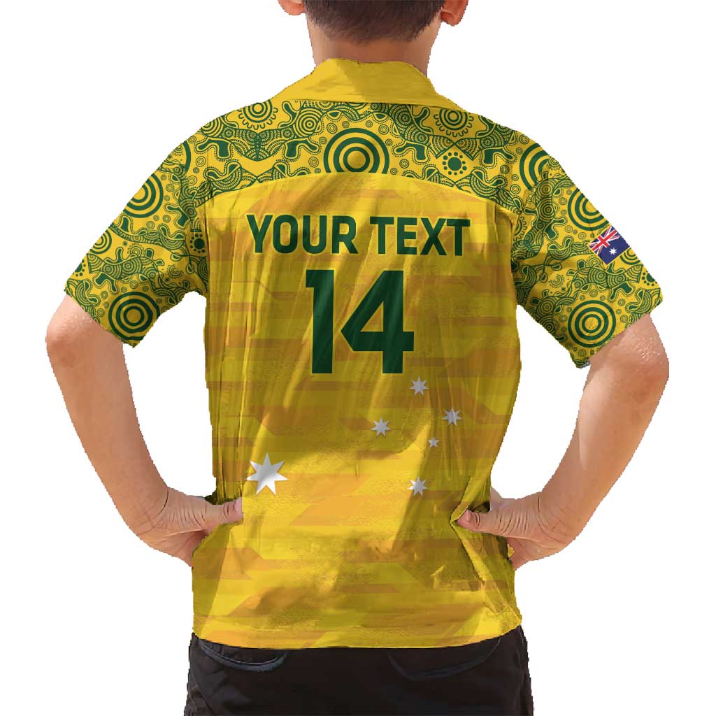 Custom Australia Matildas Family Matching Long Sleeve Bodycon Dress and Hawaiian Shirt National Color Indigenous Art