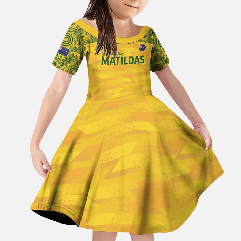 Custom Australia Matildas Family Matching Long Sleeve Bodycon Dress and Hawaiian Shirt National Color Indigenous Art