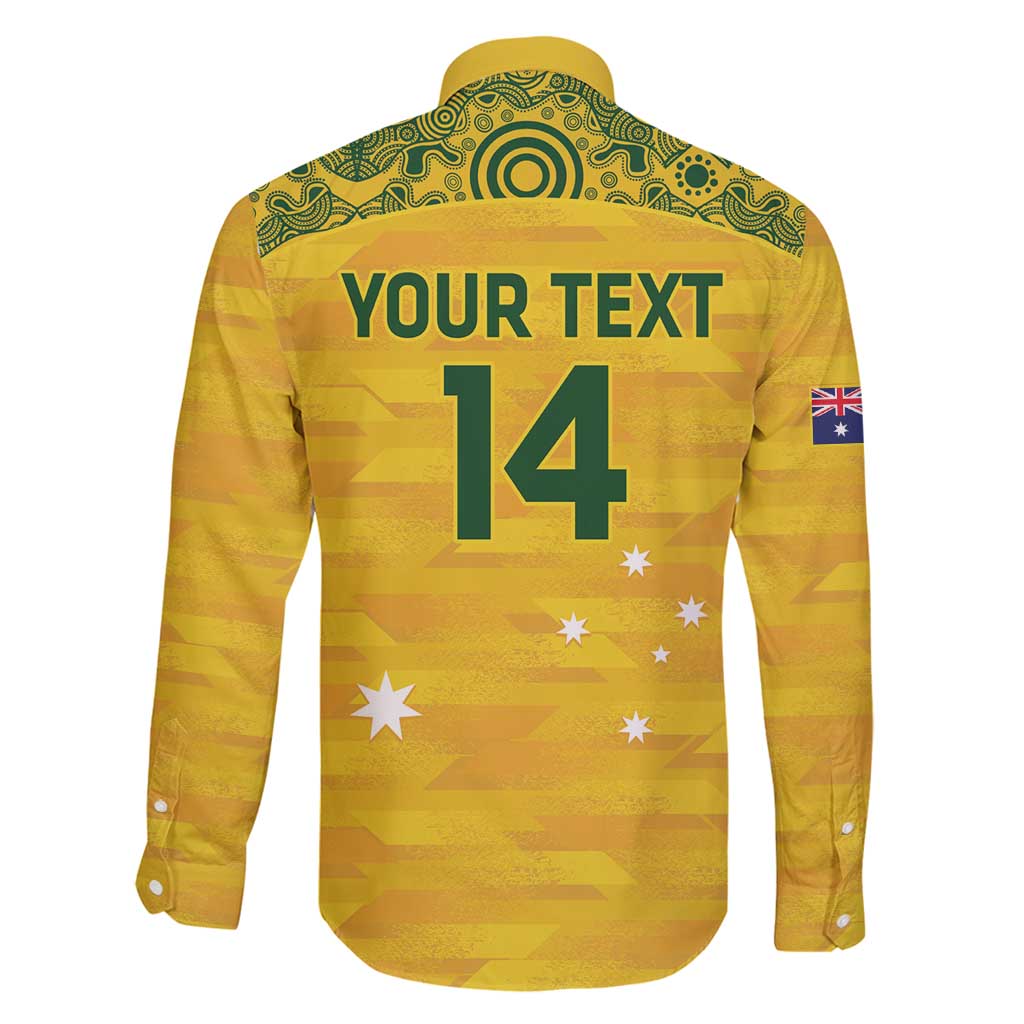 Custom Australia Matildas Family Matching Long Sleeve Bodycon Dress and Hawaiian Shirt National Color Indigenous Art