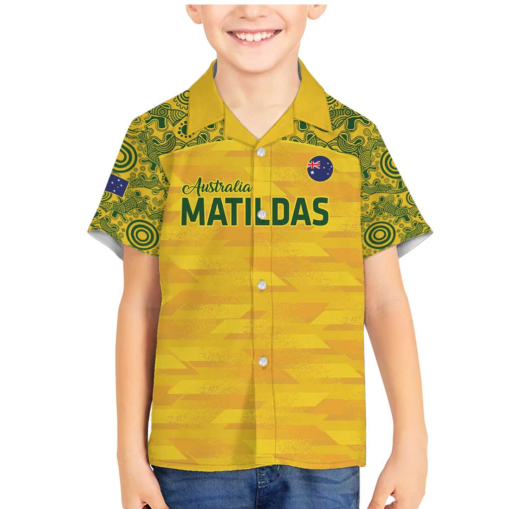 Custom Australia Matildas Family Matching Mermaid Dress and Hawaiian Shirt National Color Indigenous Art