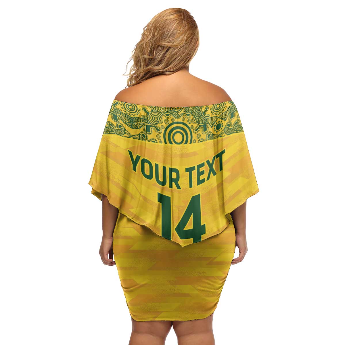 Custom Australia Matildas Family Matching Off Shoulder Short Dress and Hawaiian Shirt National Color Indigenous Art