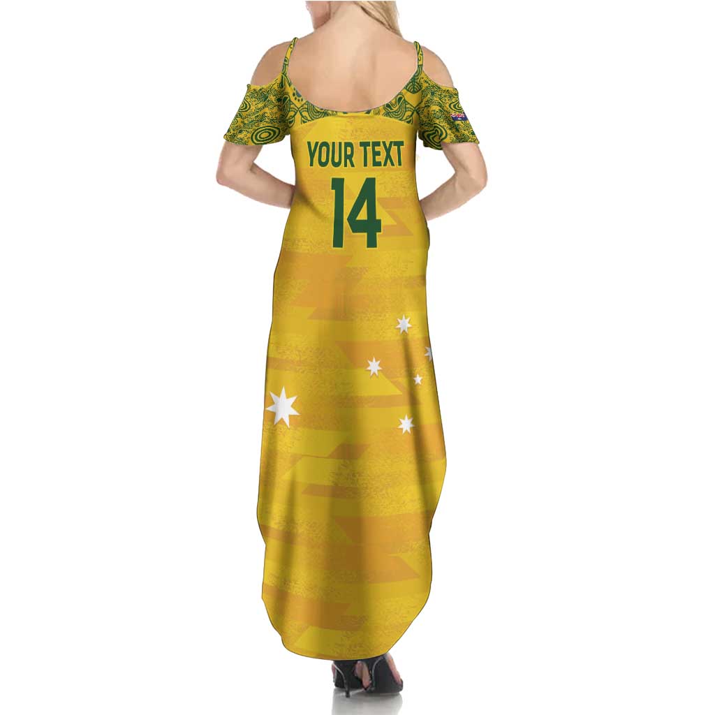 Custom Australia Matildas Family Matching Summer Maxi Dress and Hawaiian Shirt National Color Indigenous Art