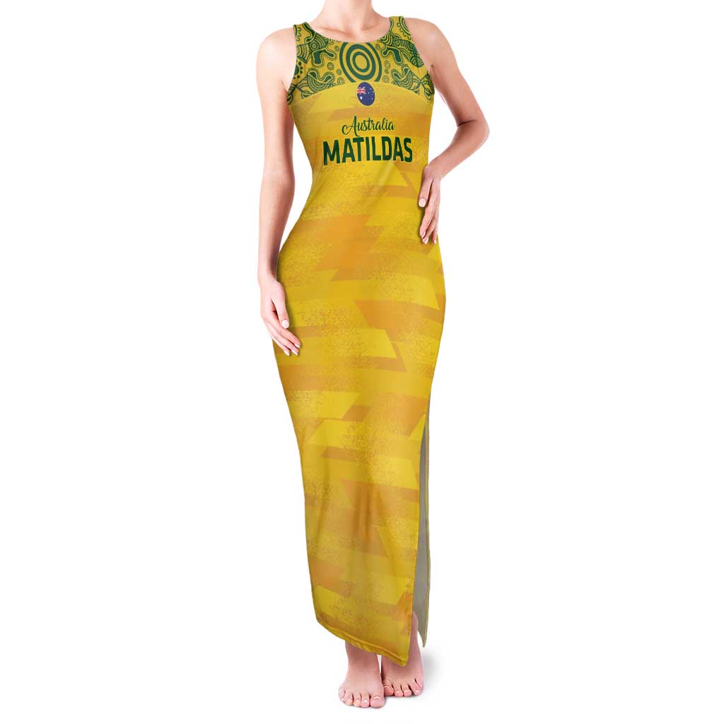 Custom Australia Matildas Family Matching Tank Maxi Dress and Hawaiian Shirt National Color Indigenous Art