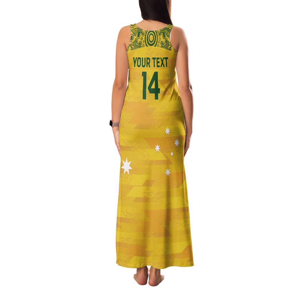 Custom Australia Matildas Family Matching Tank Maxi Dress and Hawaiian Shirt National Color Indigenous Art