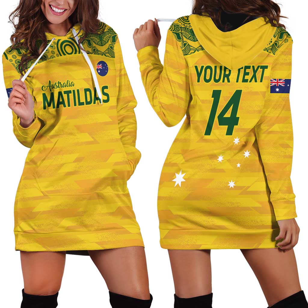 Custom Australia Matildas Hoodie Dress National Color Indigenous Art