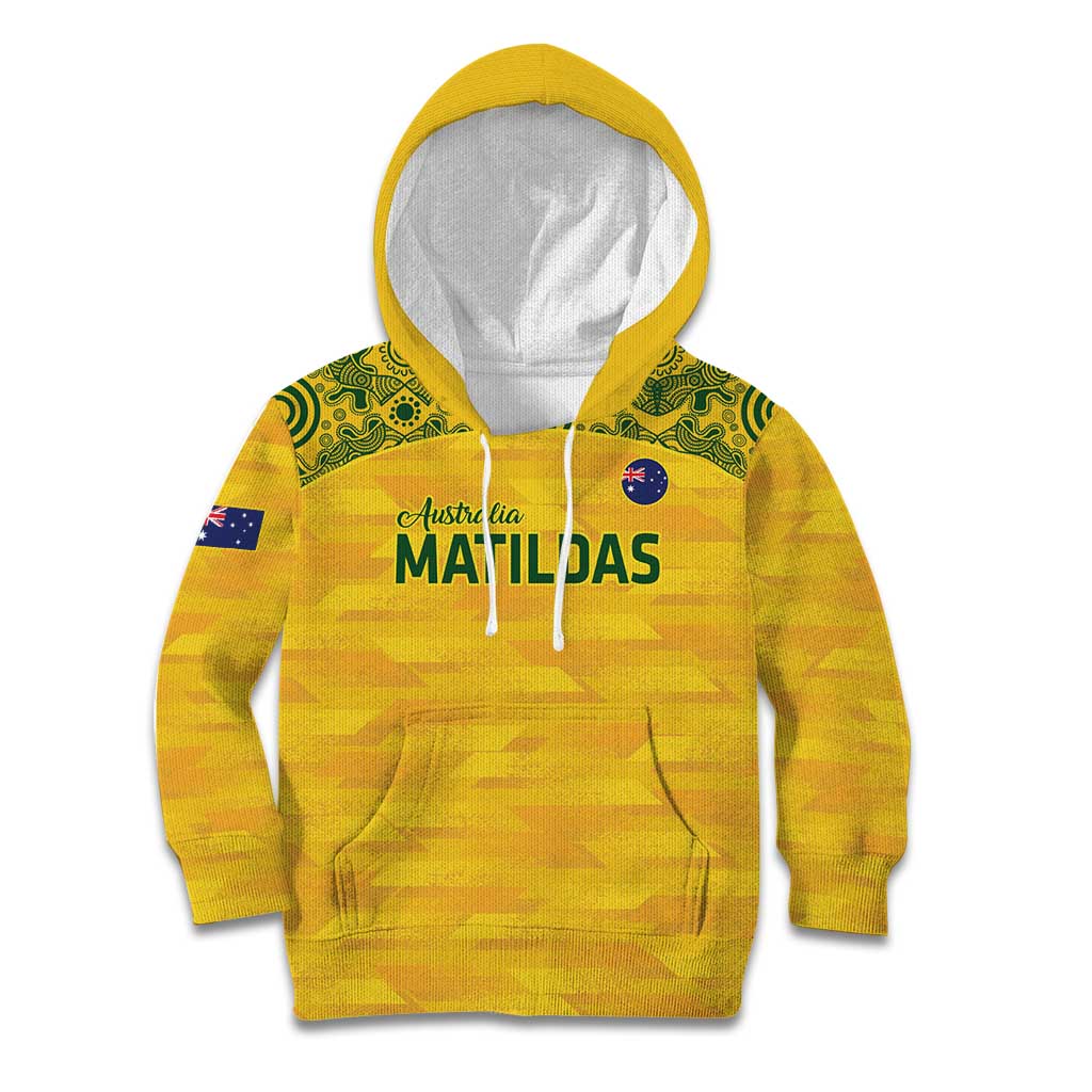 Custom Australia Matildas Kid Hoodie National Color Indigenous Art