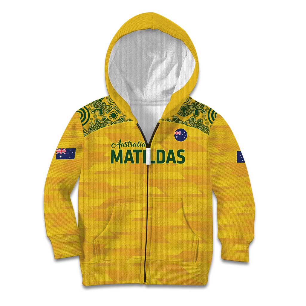 Custom Australia Matildas Kid Hoodie National Color Indigenous Art