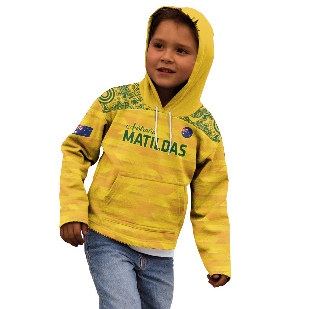 Custom Australia Matildas Kid Hoodie National Color Indigenous Art