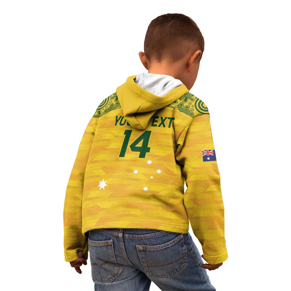 Custom Australia Matildas Kid Hoodie National Color Indigenous Art