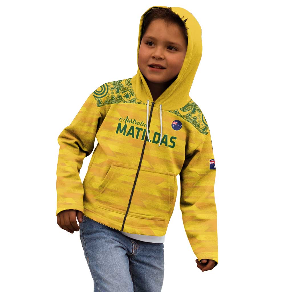 Custom Australia Matildas Kid Hoodie National Color Indigenous Art