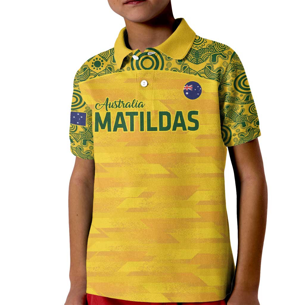 Custom Australia Matildas Kid Polo Shirt National Color Indigenous Art