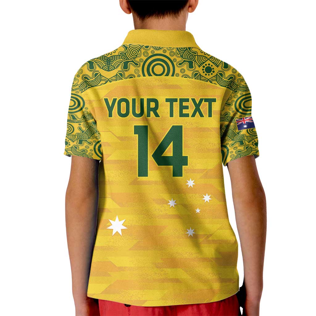 Custom Australia Matildas Kid Polo Shirt National Color Indigenous Art