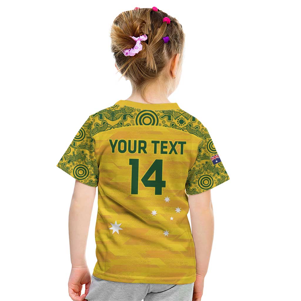 Custom Australia Matildas Kid T Shirt National Color Indigenous Art