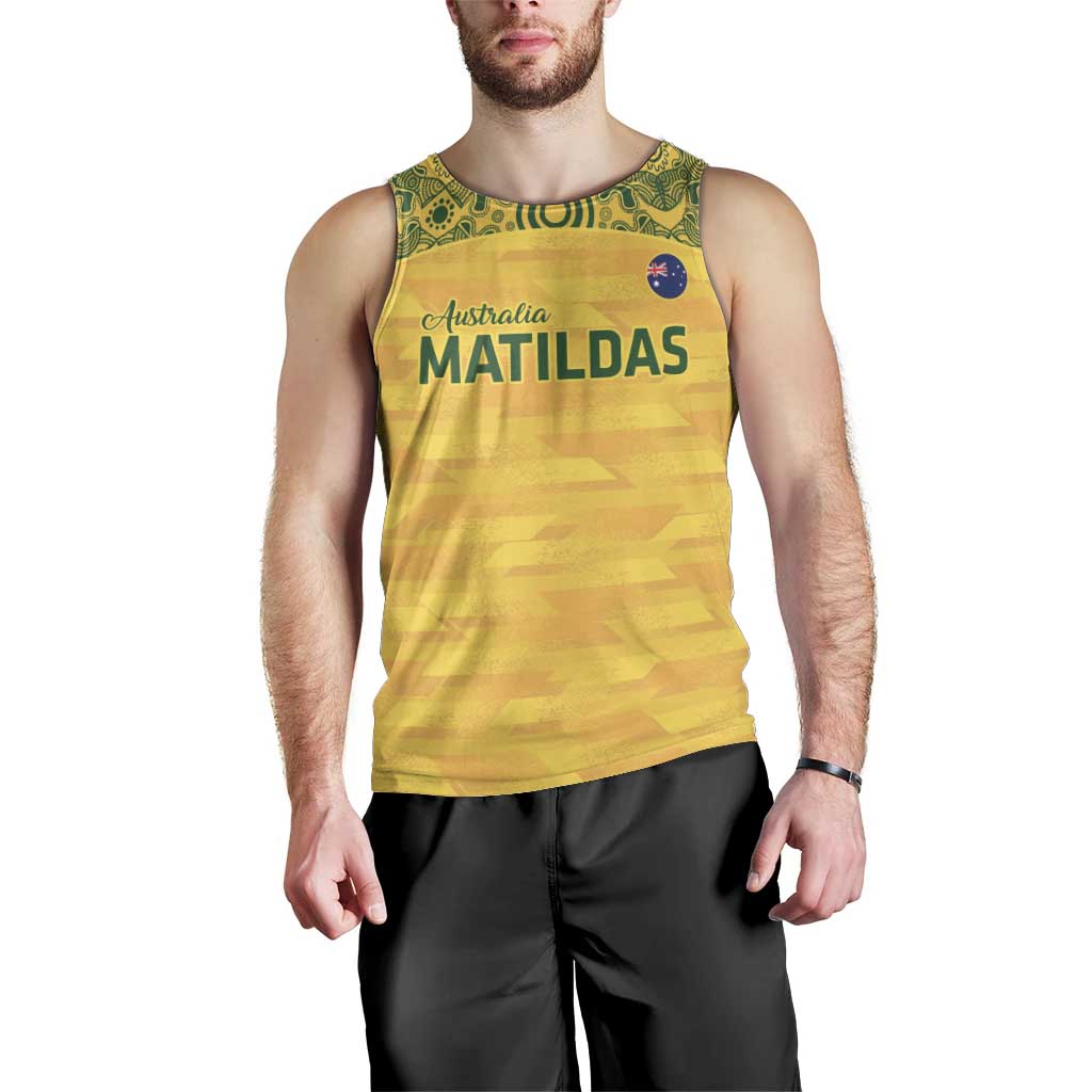 Custom Australia Matildas Men Tank Top National Color Indigenous Art