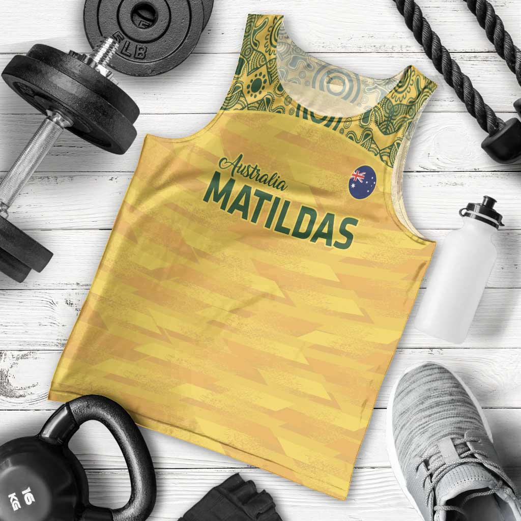 Custom Australia Matildas Men Tank Top National Color Indigenous Art