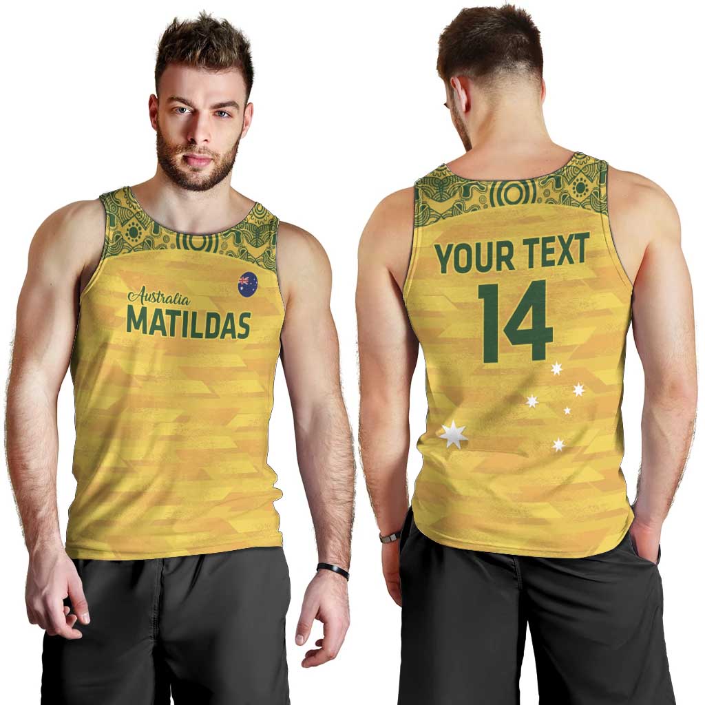 Custom Australia Matildas Men Tank Top National Color Indigenous Art