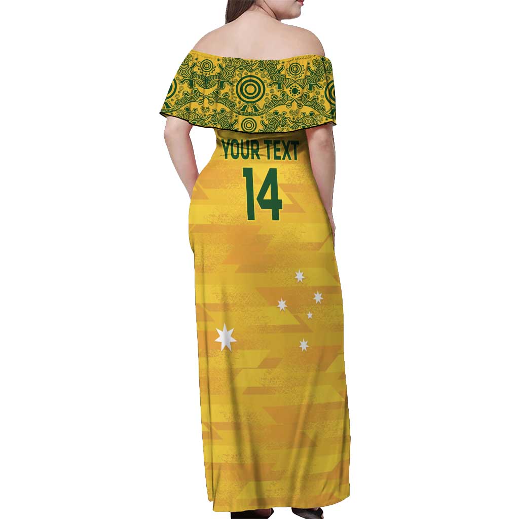 Custom Australia Matildas Off Shoulder Maxi Dress National Color Indigenous Art