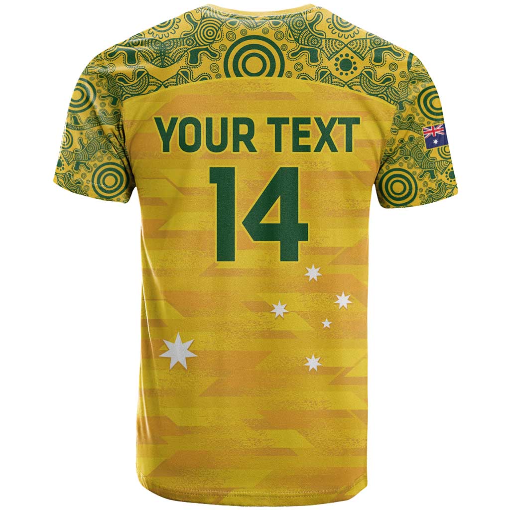 Custom Australia Matildas T Shirt National Color Indigenous Art