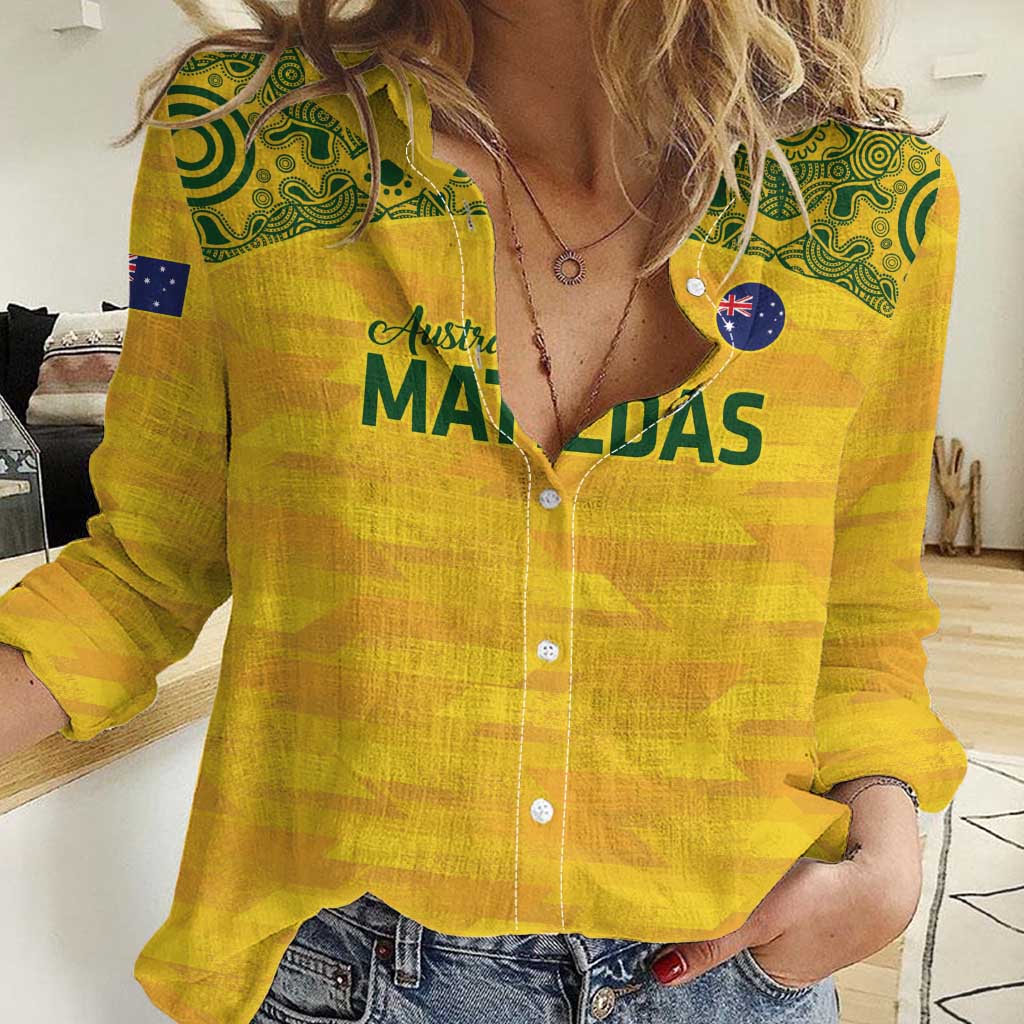 Custom Australia Matildas Women Casual Shirt National Color Indigenous Art