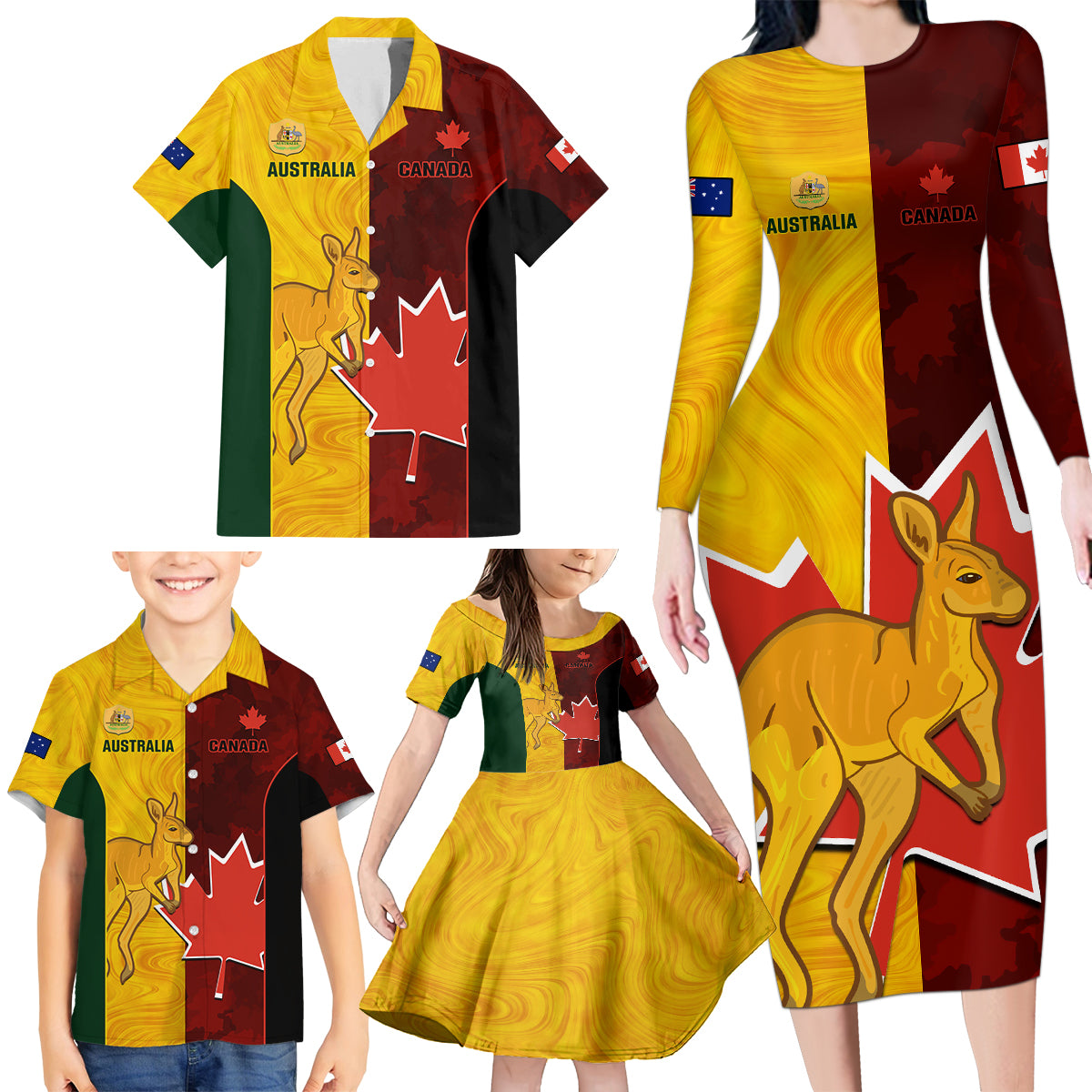 australia-and-canada-soccer-family-matching-long-sleeve-bodycon-dress-and-hawaiian-shirt-matildas-combine-canucks-together