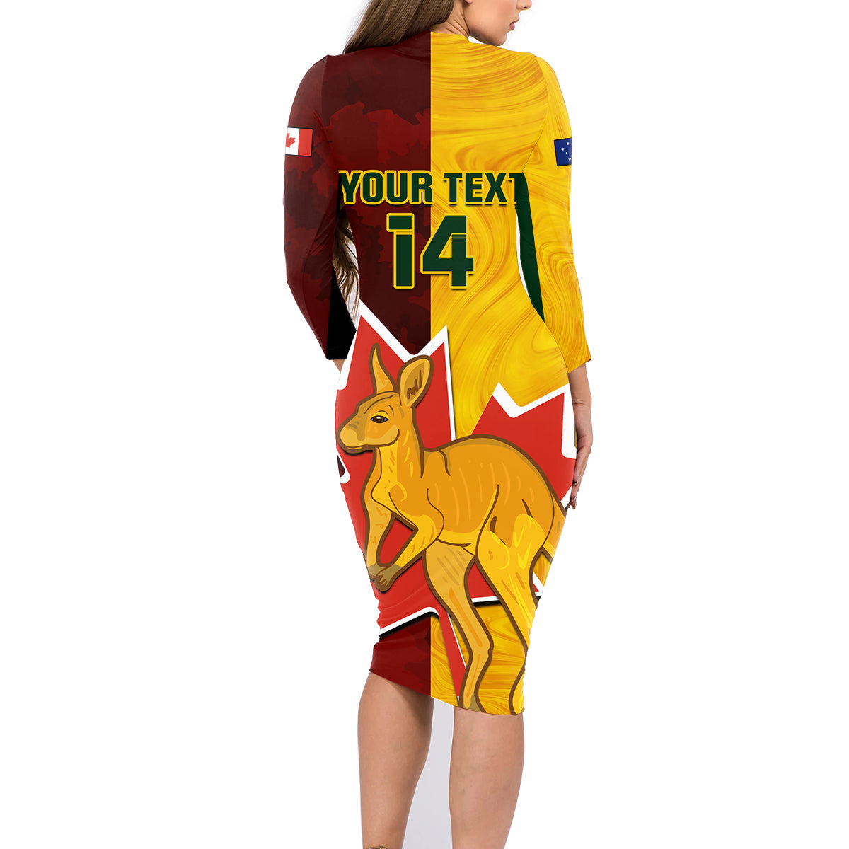 custom-australia-and-canada-soccer-family-matching-long-sleeve-bodycon-dress-and-hawaiian-shirt-matildas-combine-canucks-together