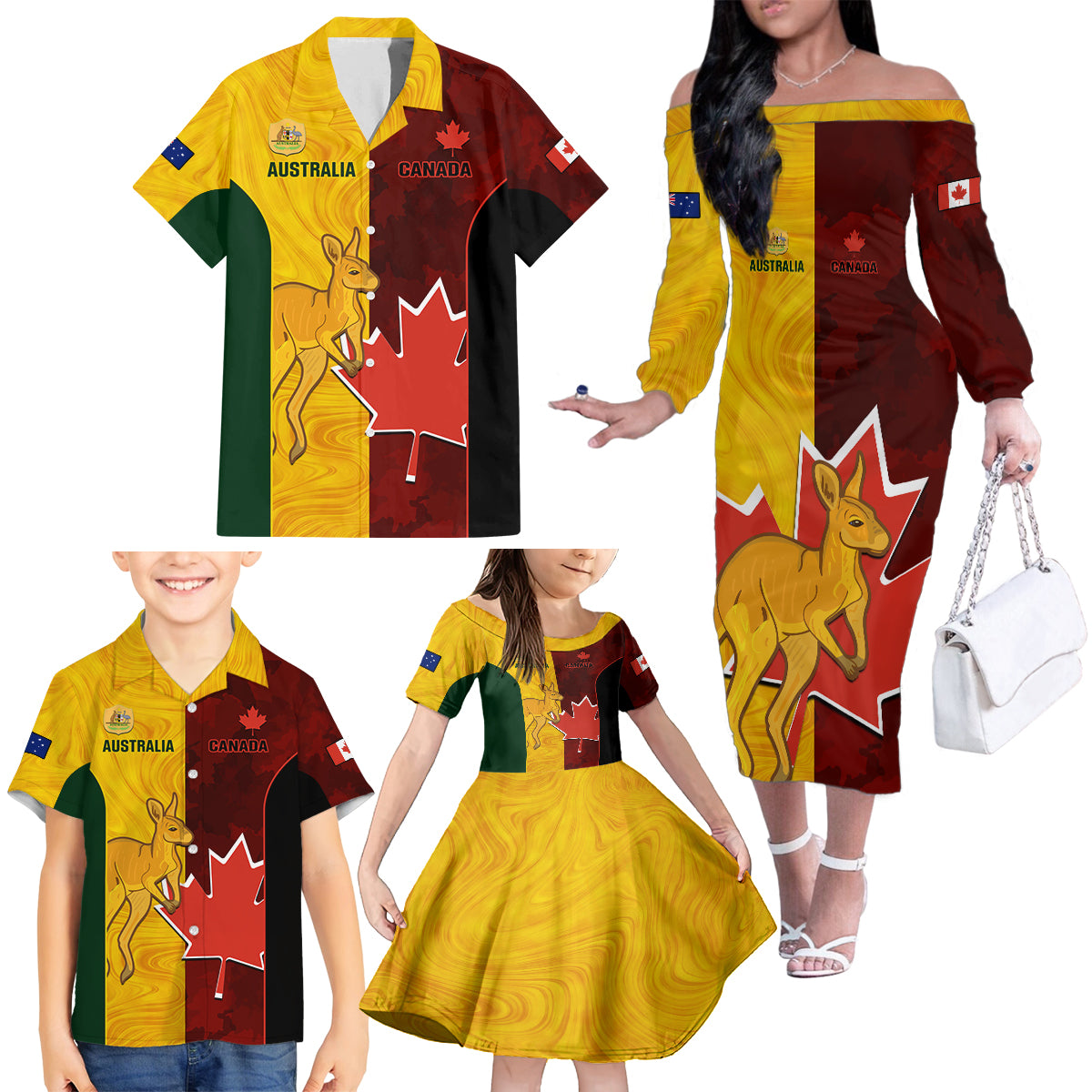 custom-australia-and-canada-soccer-family-matching-off-shoulder-long-sleeve-dress-and-hawaiian-shirt-matildas-combine-canucks-together