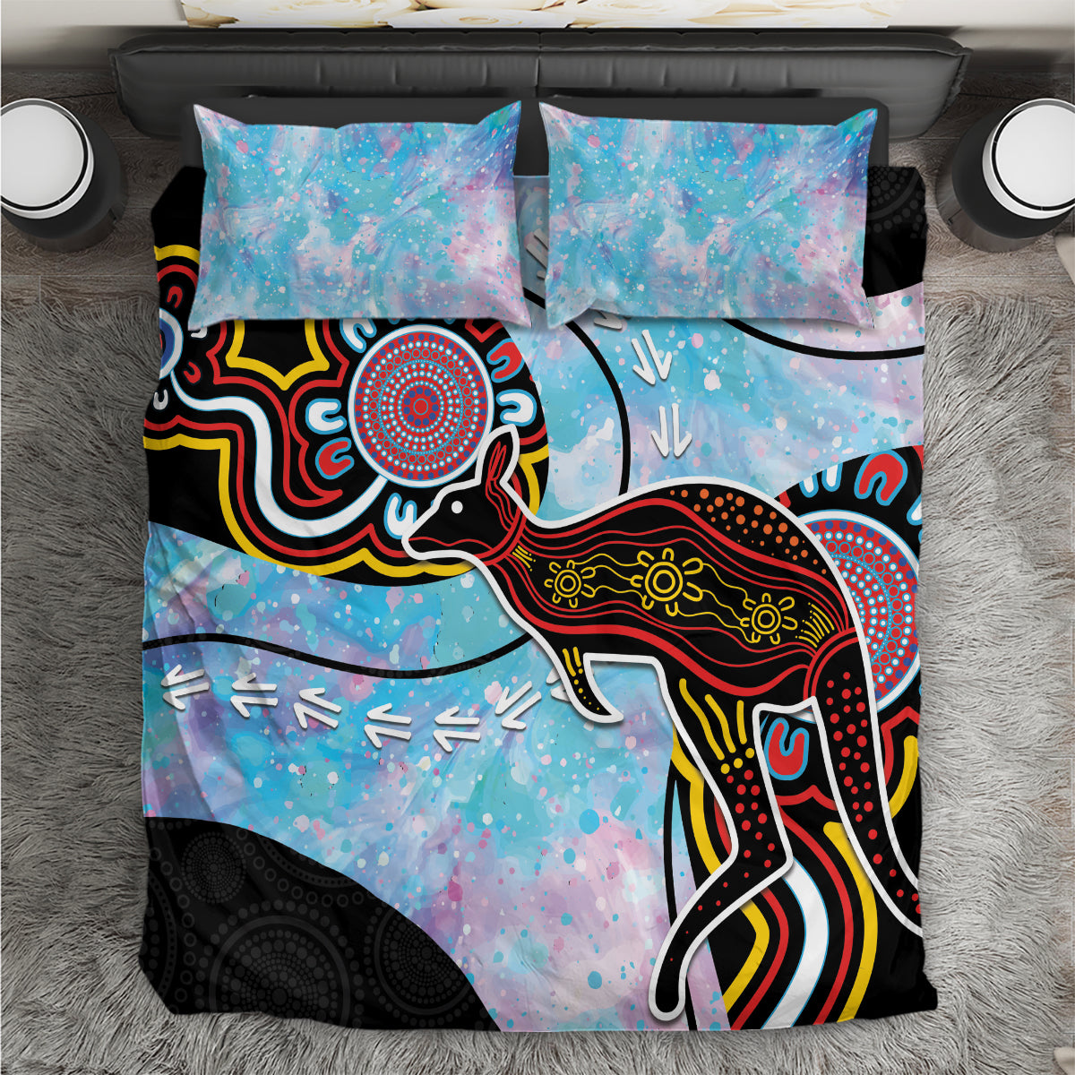 Australia Opal Bedding Set Aussie Kangaroo Aboriginal Art