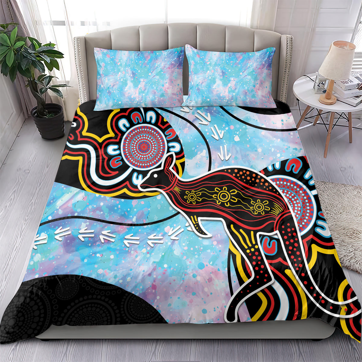 Australia Opal Bedding Set Aussie Kangaroo Aboriginal Art