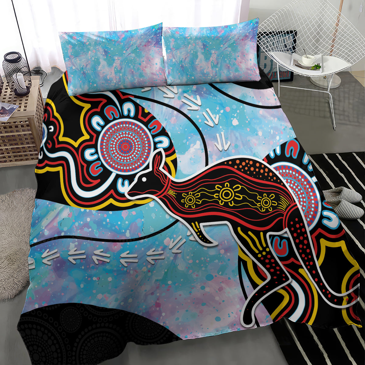 Australia Opal Bedding Set Aussie Kangaroo Aboriginal Art